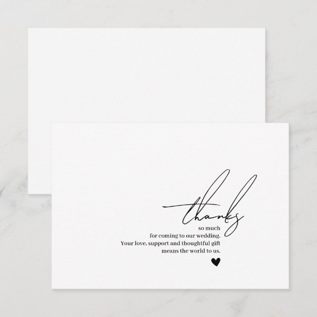 Wedding Thank You Message Calligraphy Script Card (Front/Back)