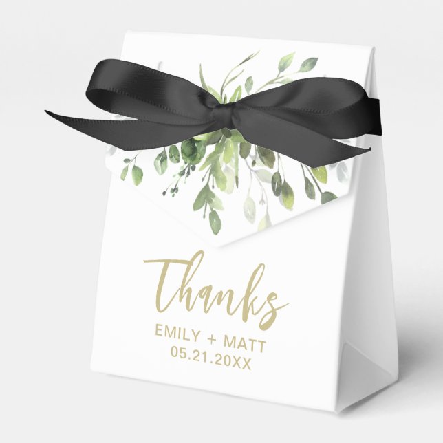Wedding Thank You Modern Eucalyptus Favour Boxes (Front Side)