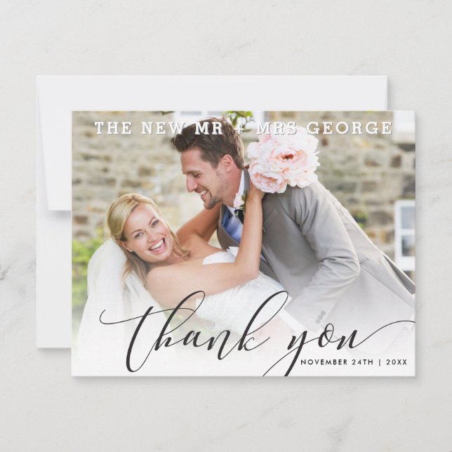 WEDDING THANK YOU modern luxe callligraphy black (Front)