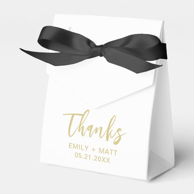 Wedding Thank You Modern Minimal White Favour Boxe Box (Front Side)