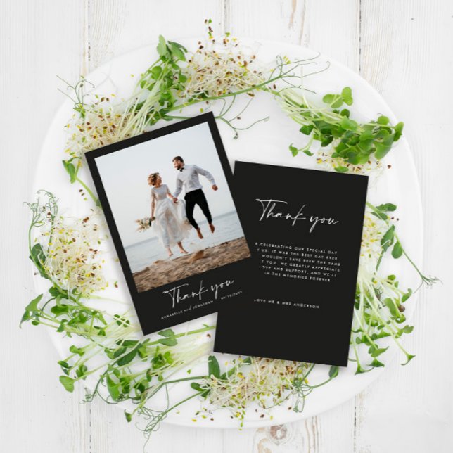 Wedding thank you modern photo minimal script invitation (Creator Uploaded)