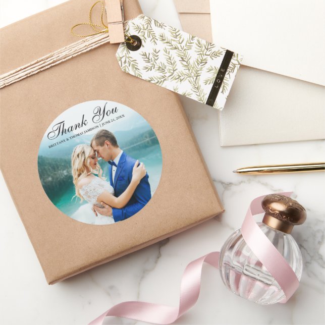 Wedding Thank You Modern Photo Sticker BT R (Gifting)