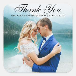 Wedding Thank You Modern Photo Stickers BT Sq