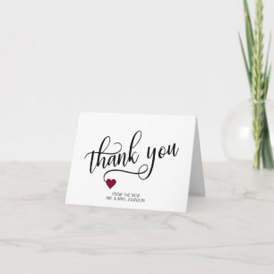 Wedding Thank You Modern Red Burgundy Card