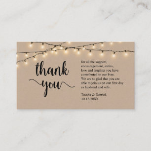 Wedding Thank you, Modern Rustic Brown Kraft Enclosure Card