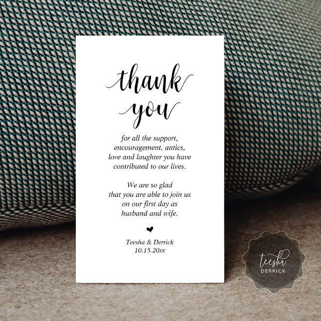 Wedding Thank you, Modern Script Enclosure Card (Wedding Thank you, Modern Script Enclosure Card, Celebrating with us, Black and white)