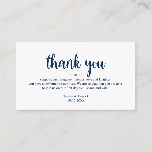 Wedding Thank you, Modern Simple Rustic Script Enc Enclosure Card (Front)