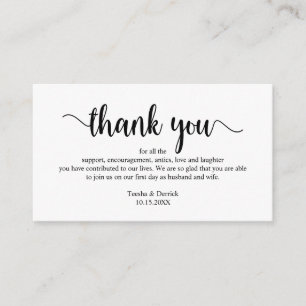Wedding Thank you, Modern Simple Rustic Script Enc Enclosure Card