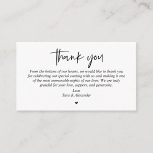 Wedding Thank you, Modern Simple Script Enclosure  Card