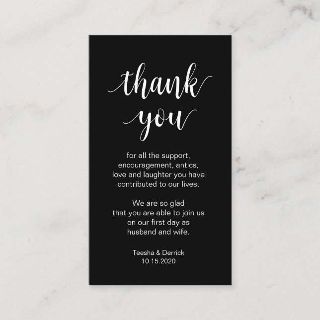 Wedding Thank you, Modern Simple Script Enclosure Card (Front)