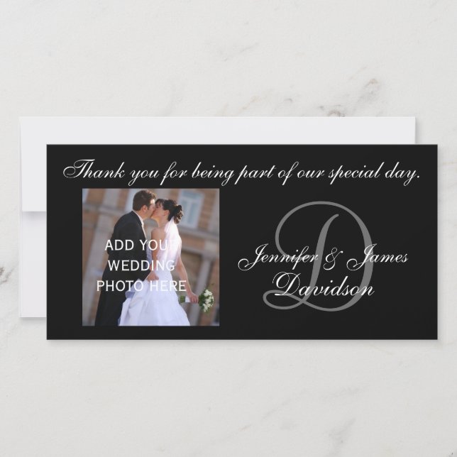 Wedding Thank You Monogram D and Message Card (Front)