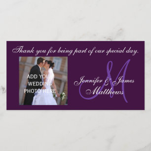 Wedding Thank You Monogram Message Purple