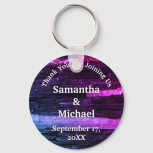 Wedding Thank You Neon Stripes Modern Appreciation Key Ring