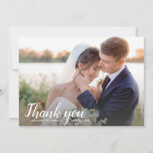 Wedding Thank You Note Backside One Large Photo Card