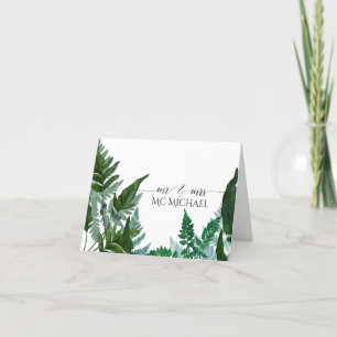Wedding Thank You Note Botanical Fern Leaf Foliage