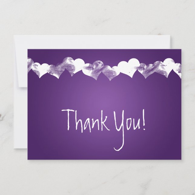Wedding Thank You Note Grunge Purple Card (Front)