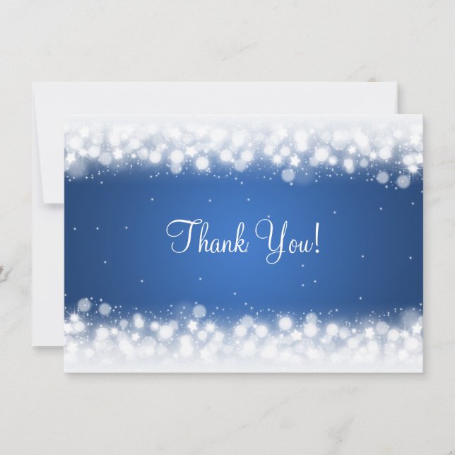 Wedding Thank You Note Magic Sparkle Blue Card (Front)