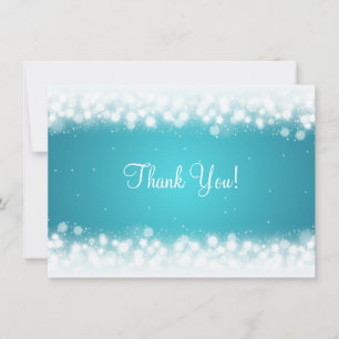 Wedding Thank You Note Magic Sparkle Turquoise Card