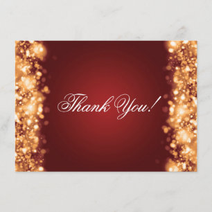 Wedding Thank You Note Sparkling Lights Gold