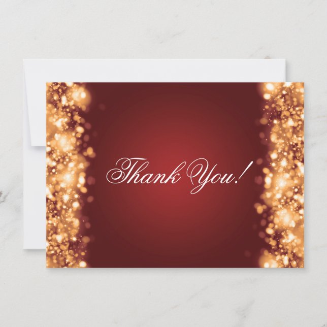 Wedding Thank You Note Sparkling Lights Gold (Front)