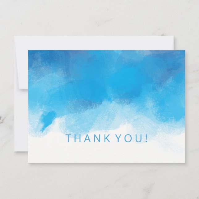 Wedding Thank You Note Summer Blue Watercolor Card (Front)