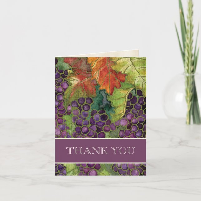 Wedding Thank You Notes, Autumn Grape Leaf (Front)