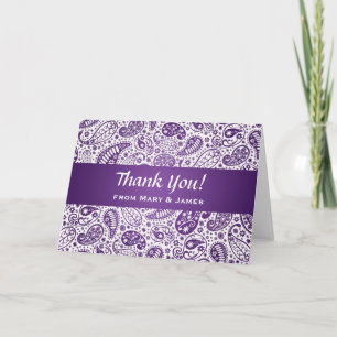 Wedding "Thank you" Paisley Pattern Purple Thank You Card