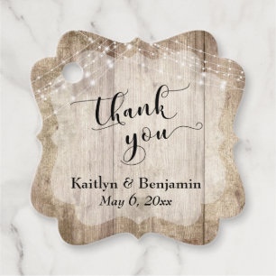 Wedding Thank You Pale Wood & Lights Favour Tags