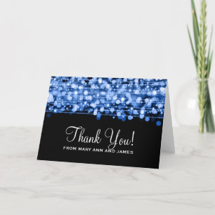Wedding "Thank you" Party Sparkles Blue Thank You Card