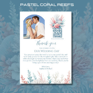 Wedding Thank You-Pastel Coral Reef-Beach Wedding- Invitation
