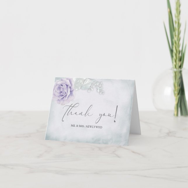 Wedding Thank You - Pastel Lilac Rose Card (Front)
