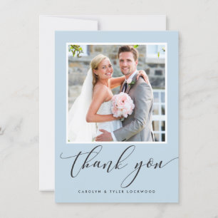 WEDDING THANK YOU photo calligraphy duck egg blue