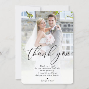 WEDDING THANK YOU photo calligraphy pretty overlay Card