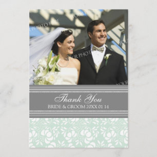 Wedding Thank You Photo Cards Grey Damask