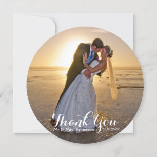 Wedding Thank You Photo Flat Round Card