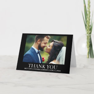 Wedding Thank You Photo Fold Card Black and White