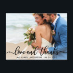 Wedding Thank You |  Photo Love and Thanks B Postcard<br><div class="desc">Wedding Thank You |  Photo Love and Thanks Postcard -Black Script</div>