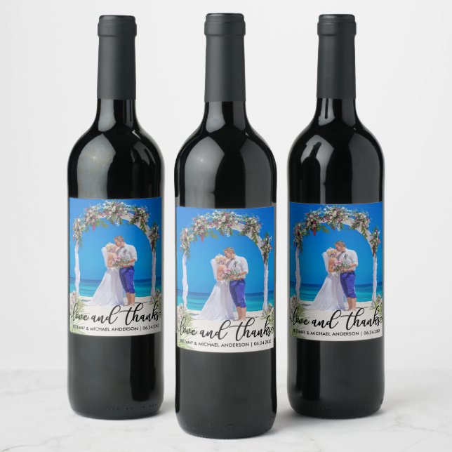 Wedding Thank You |  Photo Love and Thanks Wine Label (Bottles)