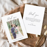 Wedding Thank You Photo Minimalist<br><div class="desc">Romantic Wedding Thank You Cards that have a photo on the front and back. The Thank you cards contain a modern hand lettered cursive script typography that are elegant,  simple and modern to use after you minimalist simple wedding day celebration.</div>