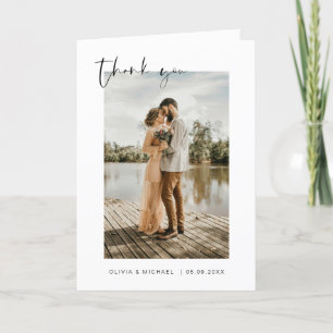 Wedding Thank You Photo Minimalist Romantic Card