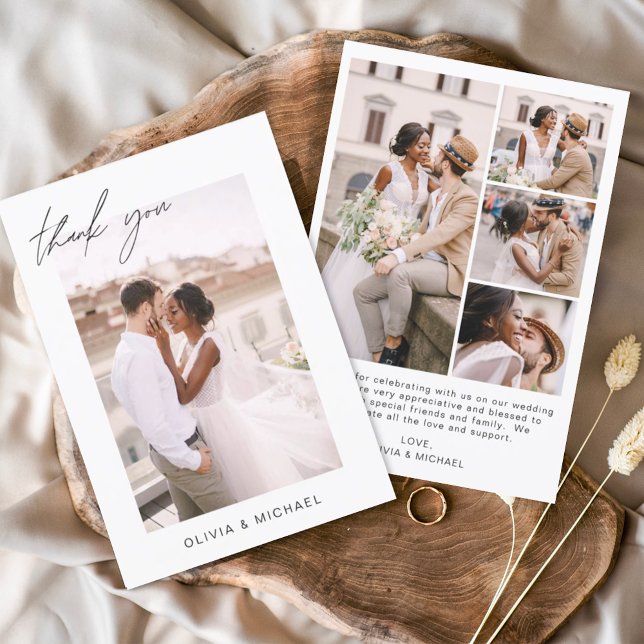 Wedding Thank You Photo Minimalist Romantic Card (Creator Uploaded)