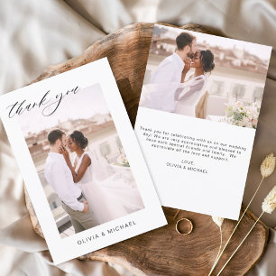 Wedding Thank You Photo Minimalist Romantic Card