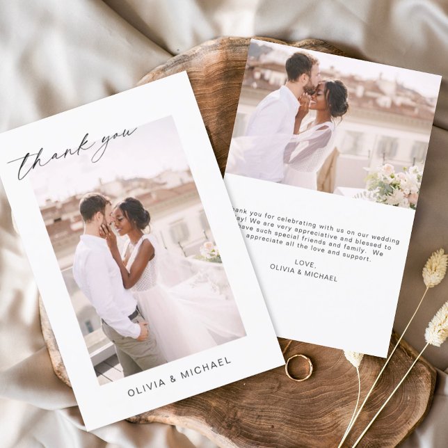 Wedding Thank You Photo Minimalist Romantic Card (Creator Uploaded)