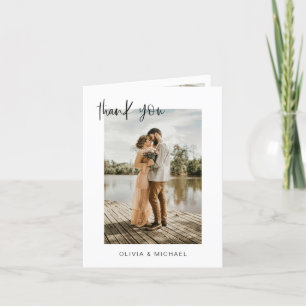 Wedding Thank You Photo Minimalist Romantic Card