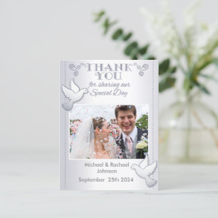 Wedding Thank You Photo Postcard Silver