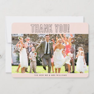 WEDDING THANK YOU photo simple outline blush pink Card