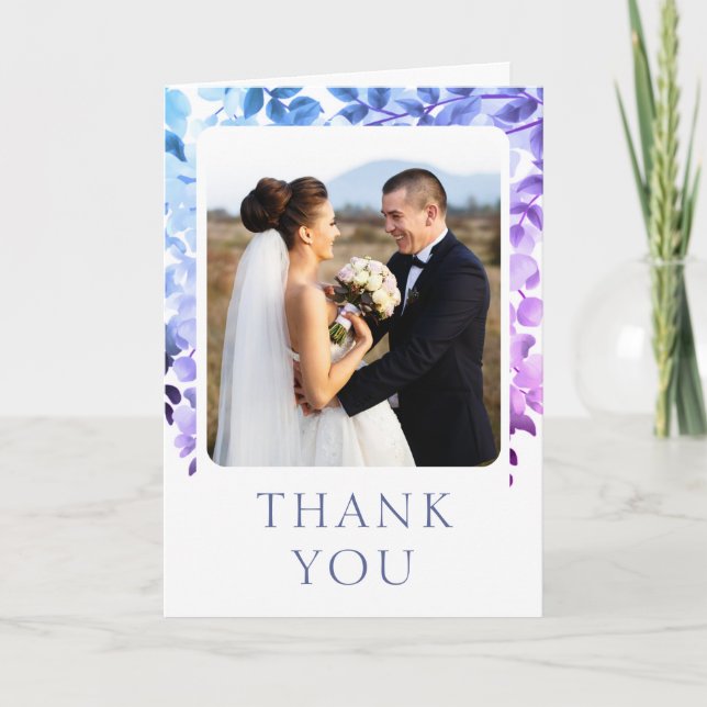 Wedding Thank You Photo Watercolor Floral (Front)