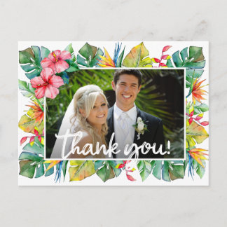 Wedding Thank You | Photo with Tropical Border Postcard