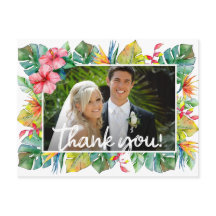 Wedding Thank You | Photo with Tropical Border