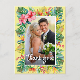 Wedding Thank You   Photo with Tropical Border Postcard